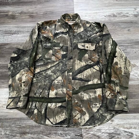Russell Outdoors Mossy Oak Tree Stand Camouflage Mens XL‎ Hunting Camo Shirt - Picture 1 of 8